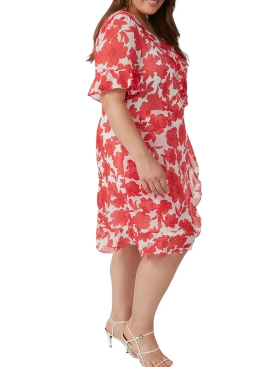 Estelle Poppy Essence Faux Wrap Mini Dress Size 2X NWT - Picture 4 of 12